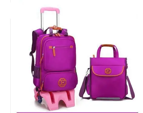 6 high with handbag Детский рюкзак на колесиках, детский рюкзак для путешествий, сумка на колесиках, рюкзак на колесиках для школьниц, сумка на колесиках - Цвет: 6 high with handbag