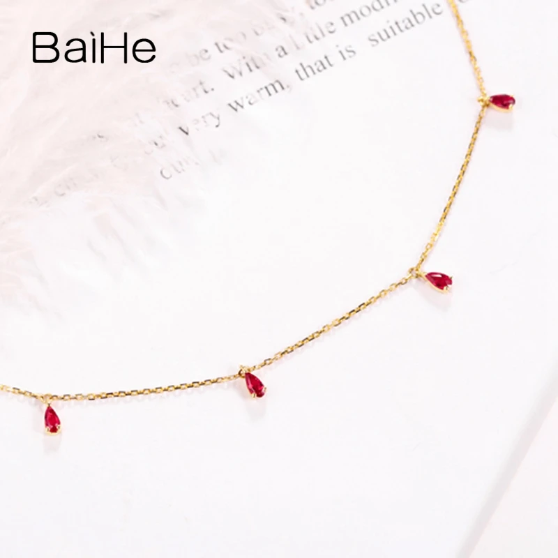 BAIHE Твердое 18 к желтое золото 0.70ct-0.80ct сертифицированное безупречное подлинное натуральное рубиновое обручальное женское модное ювелирное изделие
