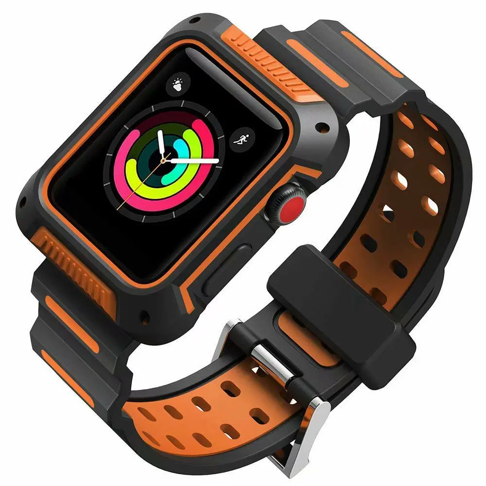 Dual Color Silicon Strap with TPU Protector for Apple Watch 44mm Cover Case iWatch Series 4 | Наручные часы