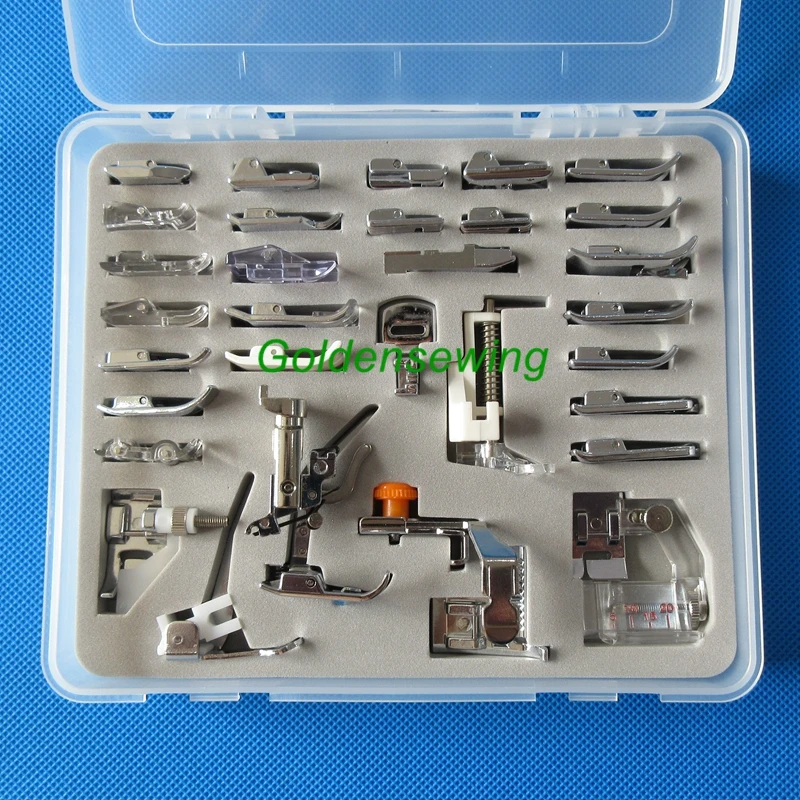 Пластиковая коробка 34 шт прижимной лапки для Bernina старого стиля 640 2 642 644 700