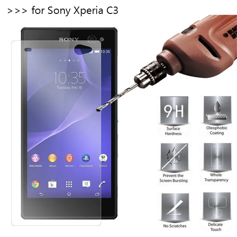 9H 2.5D 0 26 мм Премиум Закаленное стекло протектор для Sony Xperia C3 D2533 D2522 S55U Защитная