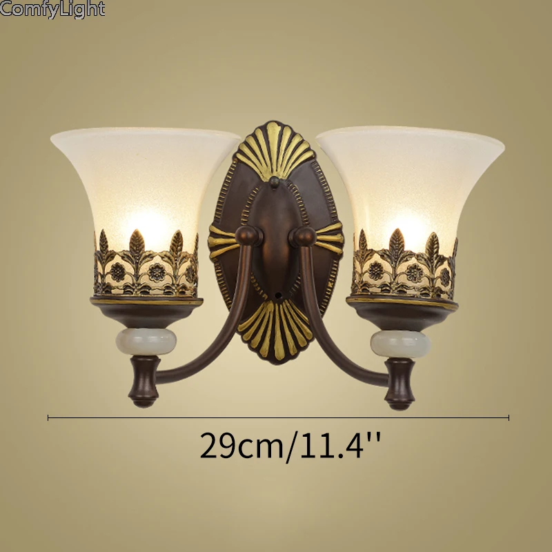 

Royal wall lamps metal glass wall lights passage corridor kitchen Bedroom bedside lamp AC85-265V E27 LED Home Decor night light