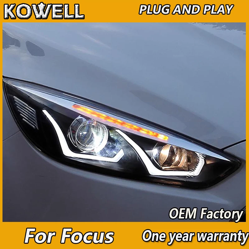 KOWELL Car Styling for Focus Headlights 2015 2016 Focus LED Headlight Focus R DRL Bi Xenon Lens High Low Beam Parking Fog Lamp