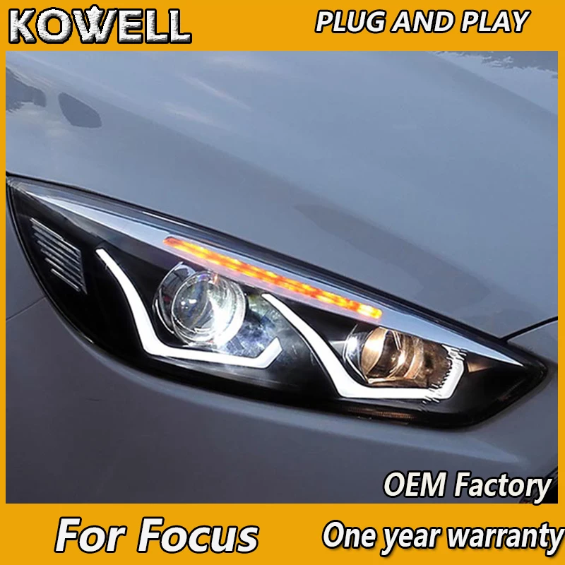Автомобильная фара KOWELL для Focus 2015 2016 светодиодная R DRL Биксеноновая линза дальний