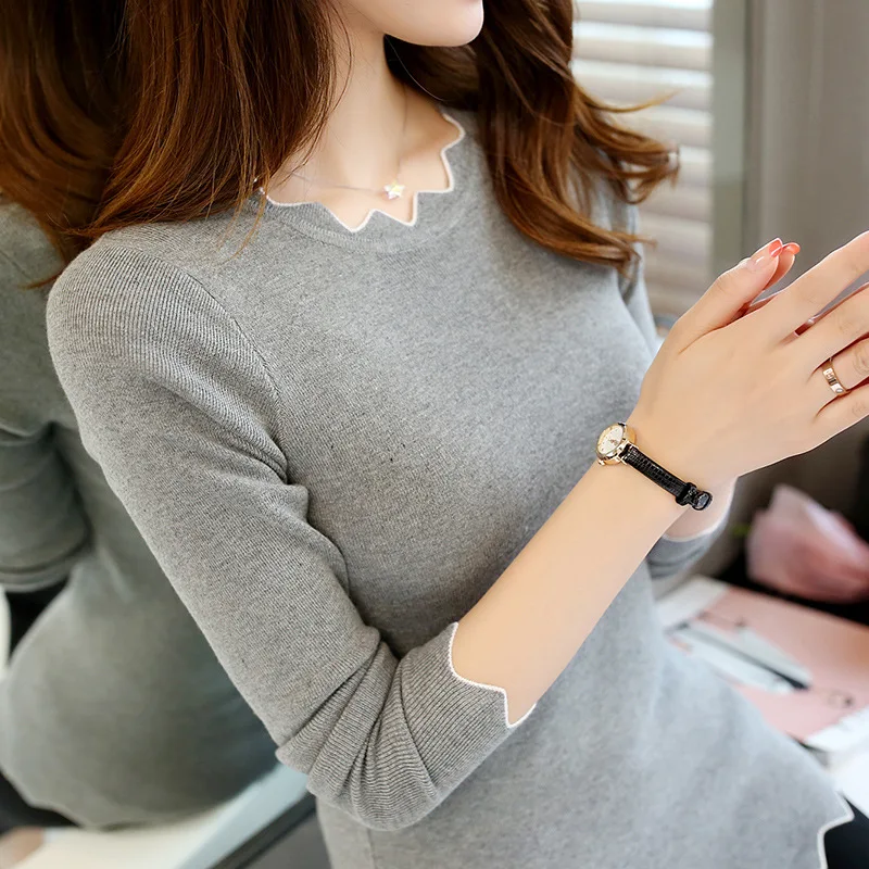 Женский вязаный свитер простой облегающий 2019 | Женская одежда