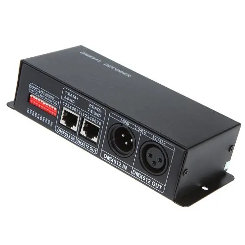 JFBL оптовая продажа TOMTOP DC 12 V-24 V 3 канала DMX декодер светодиодный контроллер для RGB