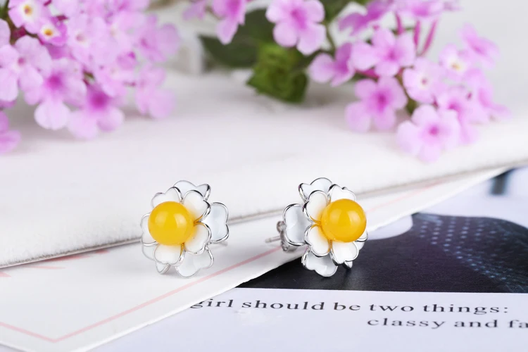 Женские серьги из серебра 100% пробы с кабошоном 6 8 мм|earrings 8mm|silver 925 beadssilver beads |