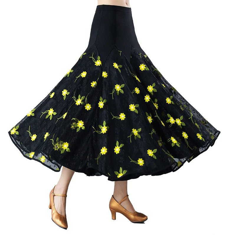 Юбка для бальных танцев черная взрослых фламенко костюм женщин вальса