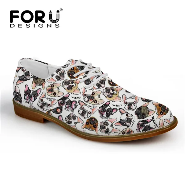 FORUDESIGNS/Туфли-оксфорды для мужчин, повседневная брендовая Дизайнерская обувь на плоской подошве с милыми животными Мопсом, мужские кожаные оксфорды, zapatos hombre - Цвет: H4547CE