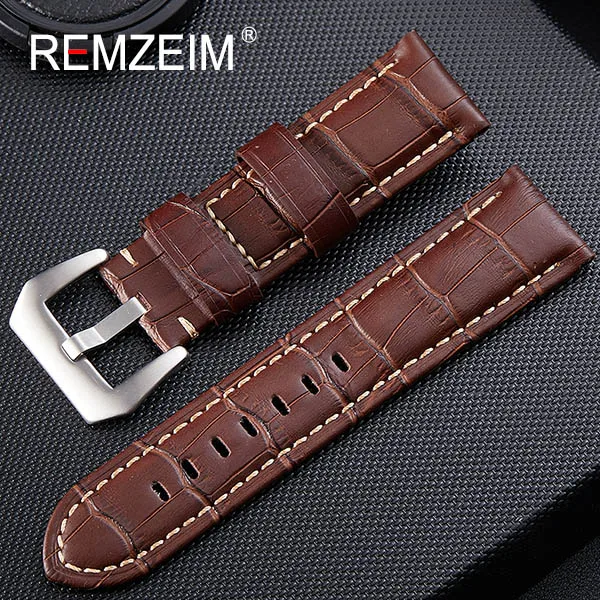 Brown(silver buckle) Ремешок для наручных часов, черный, синий, коричневый, ремешок из натуральной кожи, ремешок для часов 20 мм, 22 мм, 24 мм, 26 мм, аксессуары для часов, браслет - Цвет ремешка: Brown(silver buckle)