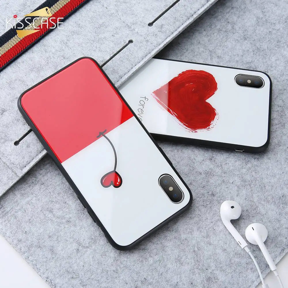 KISSCASE закаленное Стекло чехол для iPhone 8 плюс милые случаи мобильного телефона