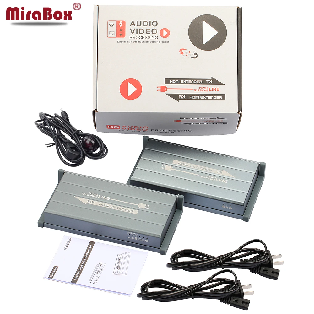Удлинитель HDMI MiraBox 300m ИК передатчик для перезарядки через PowerLine или телефонную