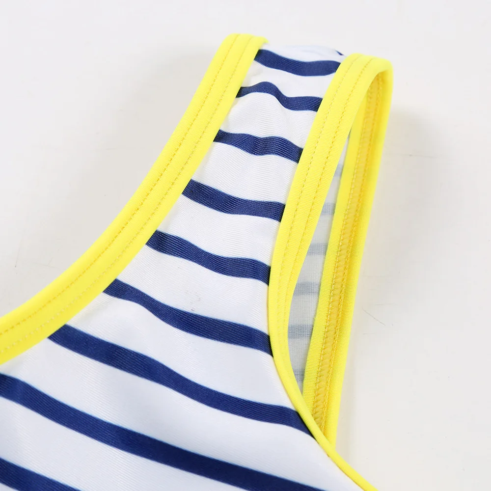 2019 Новый Цельный купальник для девочек радужной расцветки бикини в полоску