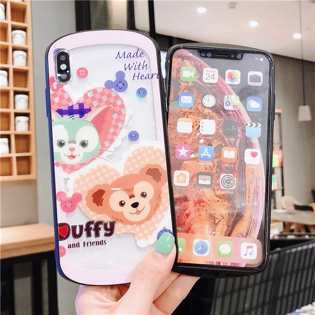 Медведь Даффи стеллалу шаблон закаленное стекло телефон чехол для iPhone XS Max X XR 7 8 Plus жесткий задняя крышка Coque