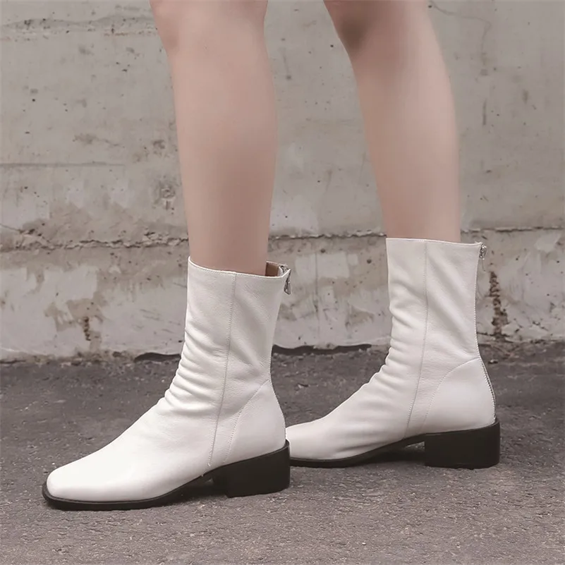 Женские ботинки до середины икры FEDONAS теплые из натуральной кожи на высоком