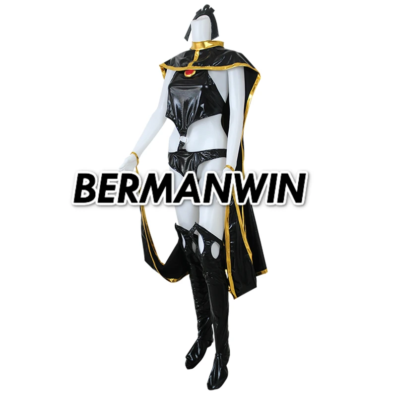 BERMANWIN Высокое качество X-men Сторм костюм черный золотой блестящий супергерой костюм с накидкой Хэллоуин Косплей Костюм