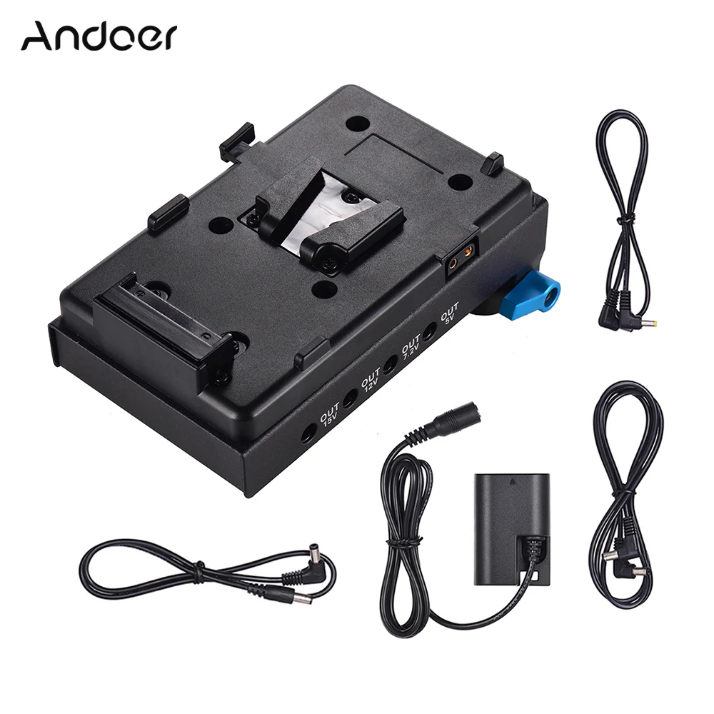 Andoer V-Mount V-lock Батарея пластина адаптер с 15 мм двойным отверстием стержень зажим
