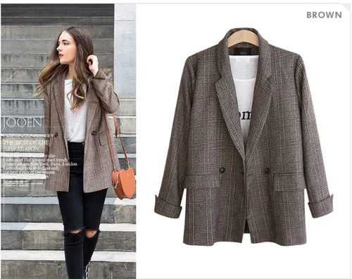 Женский винтажный офисный Блейзер элегантный свободный блейзер для весны и