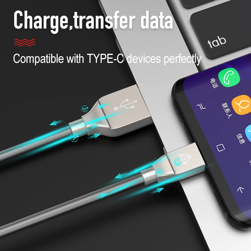 Jellico Роскошный Металлический плетеный кабель типа C для телефона Xiaomi Быстрая
