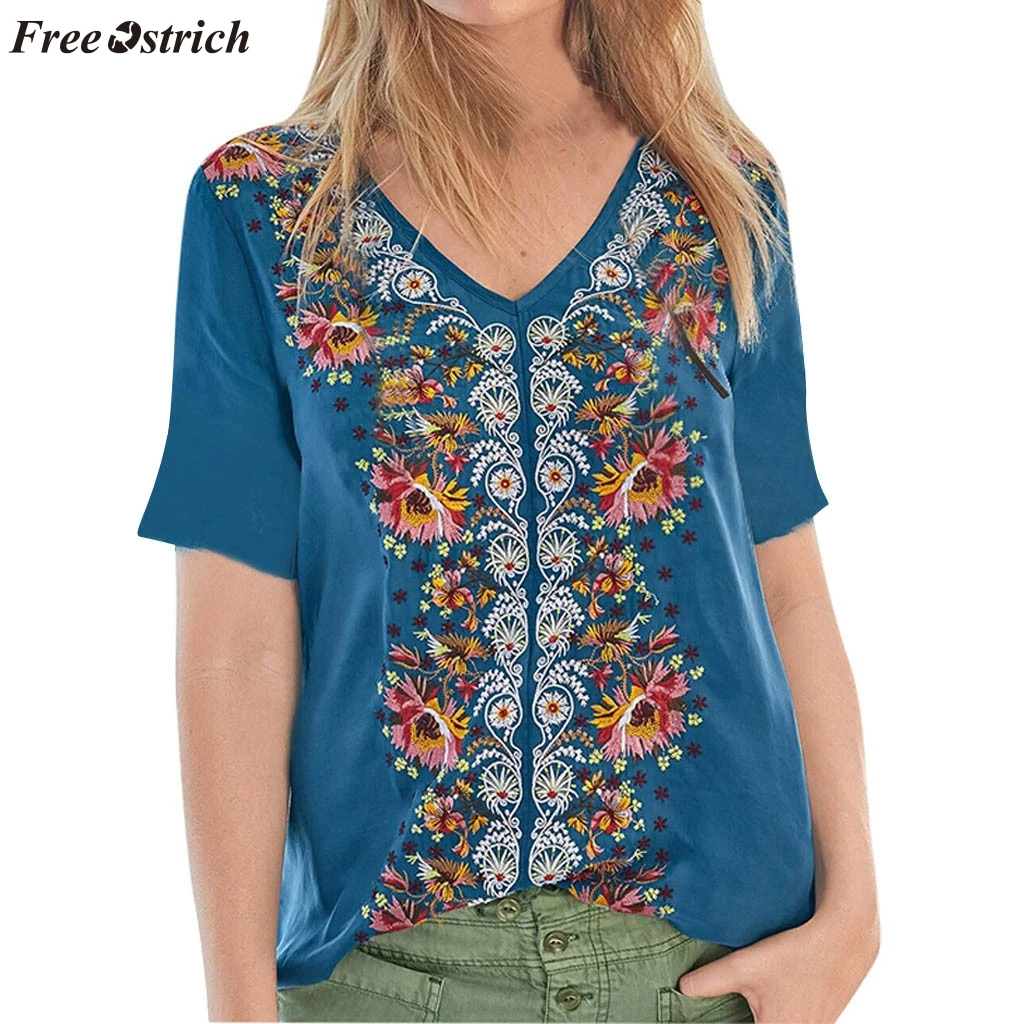 Футболка Бесплатная Ostrich женская летняя модная футболка с вышивкой Повседневная
