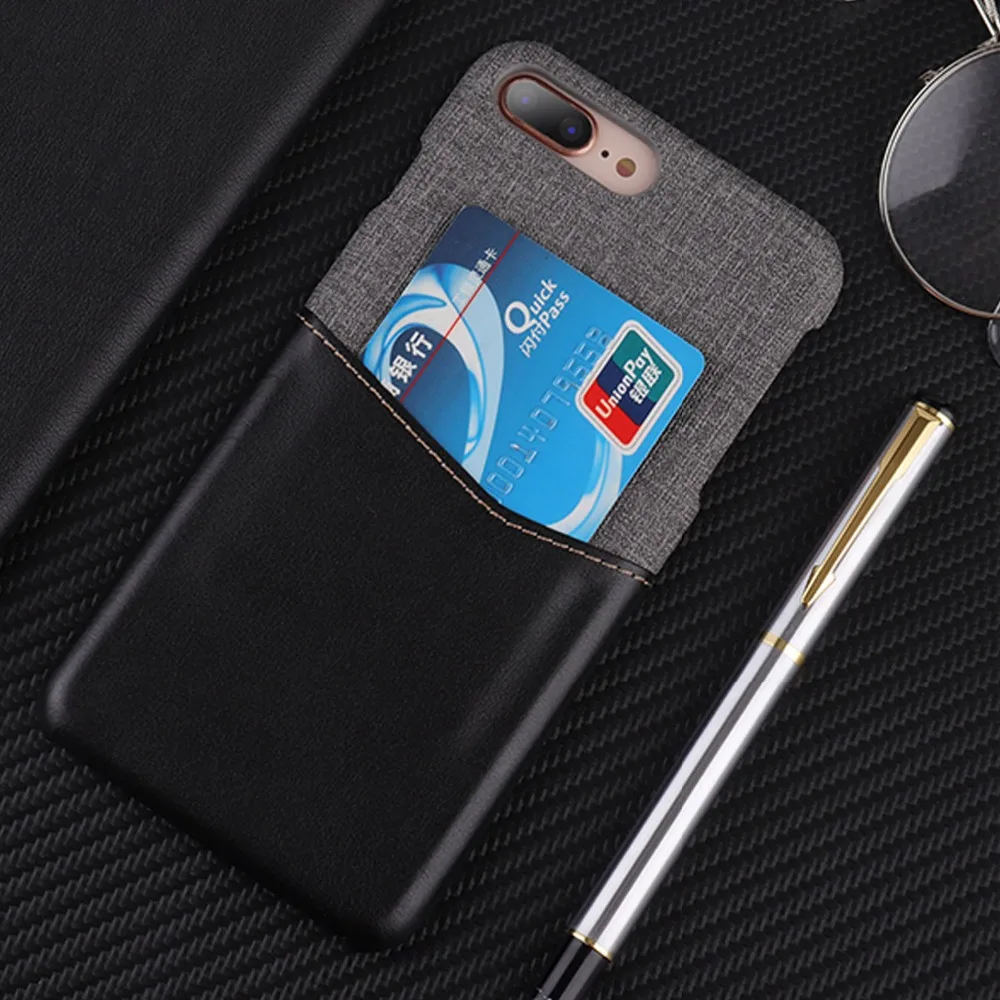 Модная чехол для iPhone 7 8 Ultra Slim Canvas сращивания искусственная кожа держатель карт