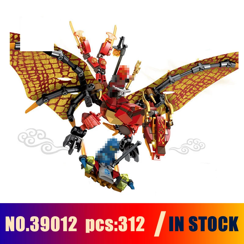 Модели строительные игрушки Ninjago Ice Flame DarkSteel Дракон 39012 312 шт. блоки Совместимые