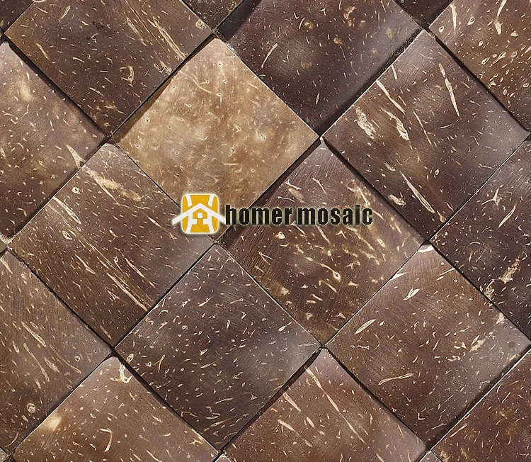 Квадратная 3D мозаичная плитка из натурального кокоса выпуклая Кокосовая панель