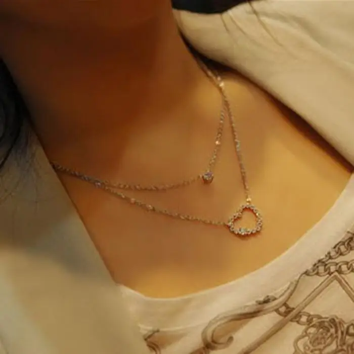 Ни один Цепочки и ожерелья s в форме сердца двойной цепи Для женщин см 5 0 1