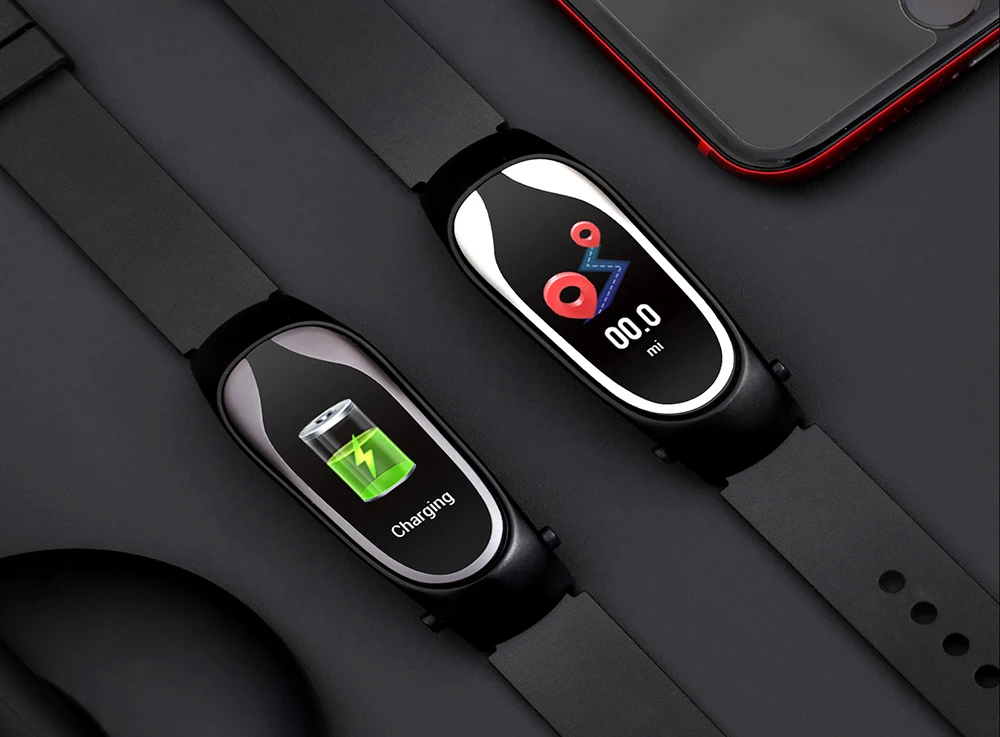 KingWear KR04 Bluetooth наушники Smartband 2 в 1 пульсометр Монитор артериального давления умный Браслет спортивный фитнес трекер группа