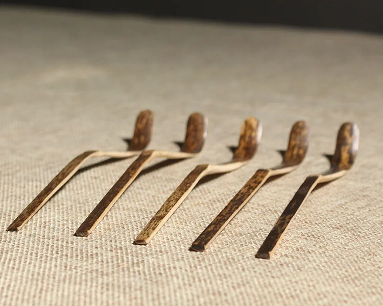 Dark Bamboo 10pcs 10 шт. натуральный Фиолетовый Бамбук матча Совок чайные инструменты Порошковая ложка для чая японский чай церемония инструменты зеленый чай мера - Цвет: Dark Bamboo 10pcs