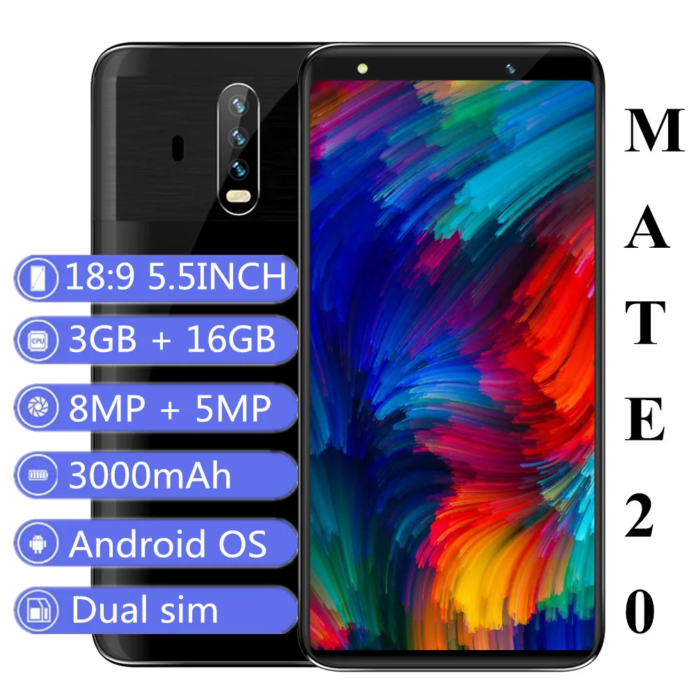 Мобильные телефоны Android 5 дюймов MTK Octa Core 3 ГБ ОЗУ 16 Гб ПЗУ 1920x1080 13 МП + Мп смартфоны
