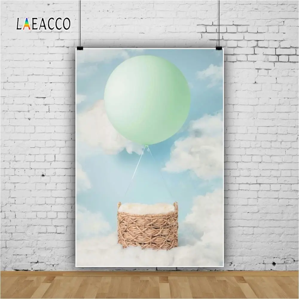 Laeacco детский душ фон небо облака шары корзина хлопок фотографии фоны для фотографий фоны для фотостудии