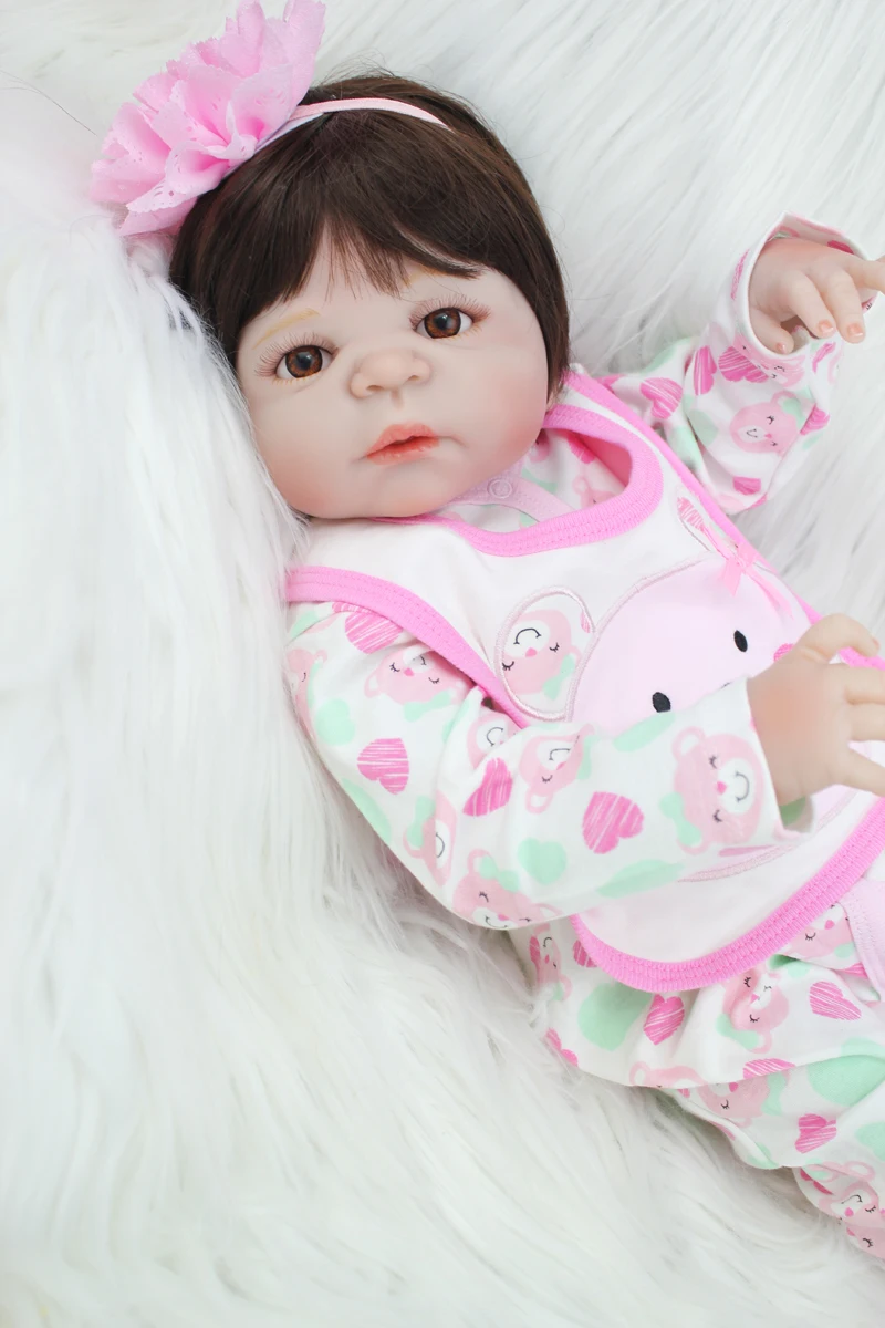 55 см полное Силиконовое боди Reborn Girl Baby Doll Игрушки 22 дюйма новорожденная принцесса