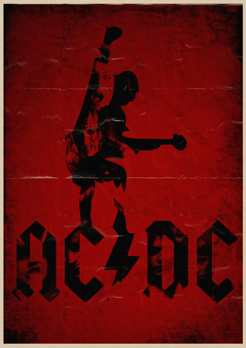 Плакат ACDC австралийская рок-группа ACDC Malcolm Angus ретро крафт-бумага плакат настенный стикер Гостиная Бар домашний паб кафе Декор A1 - Цвет: 10