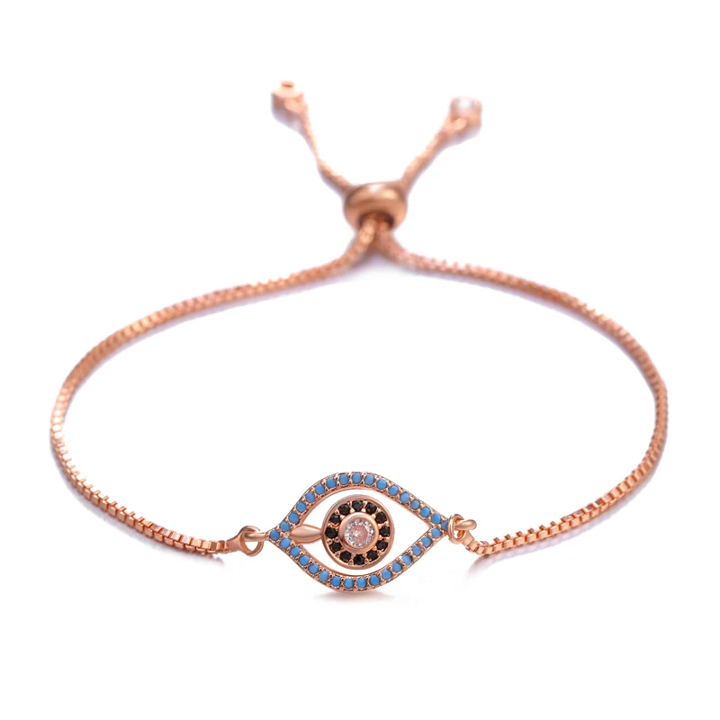 Женский браслет с голубым кристаллом сглаза золотой ручной работы ювелирное