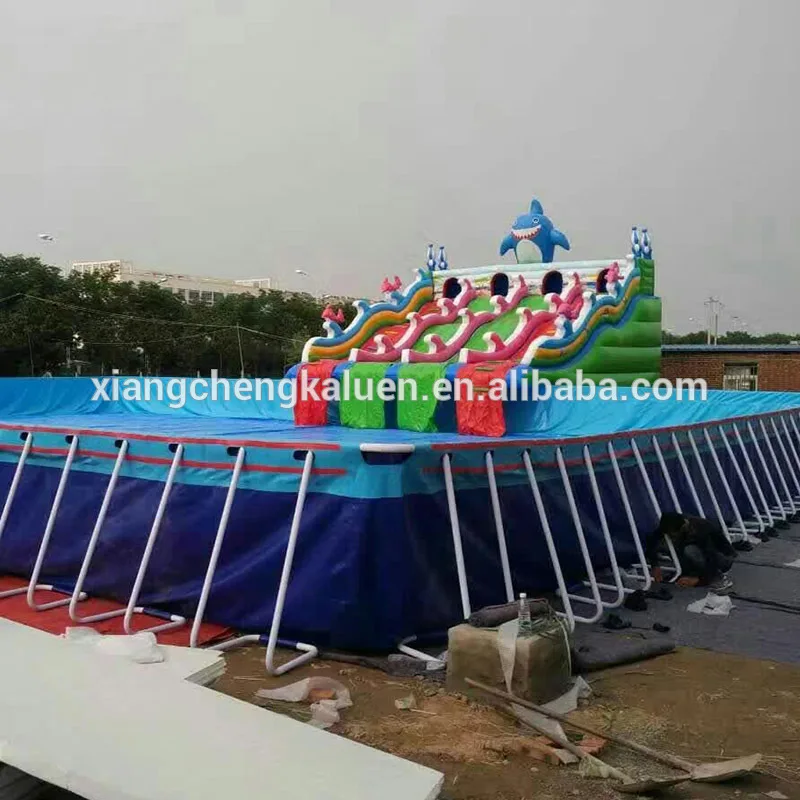 Большая внешняя фотография прямоугольная металлическая рамка бассейн для