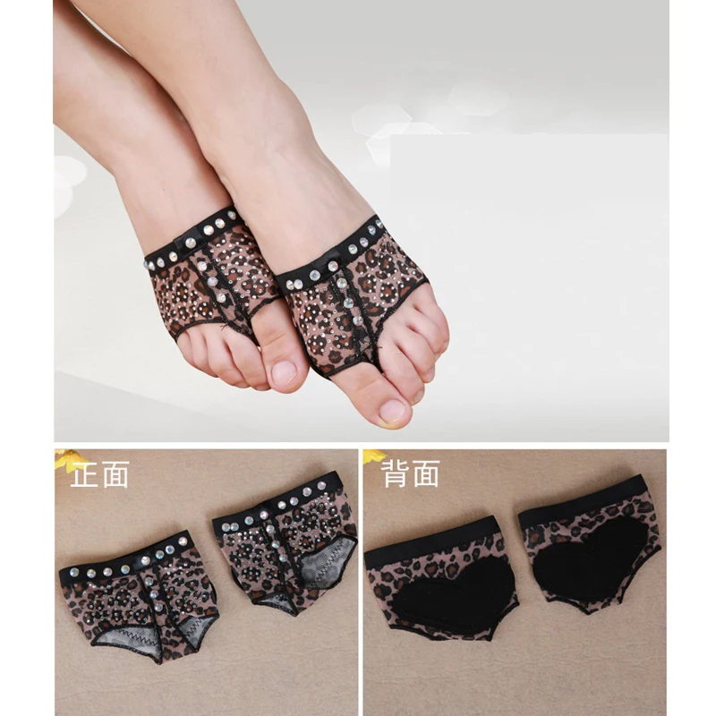 Foot Pads for dance Thongs Dance Paws Belly Footwear leopard pattern rhinestone S M L XL one pair SF367 | Тематическая одежда и