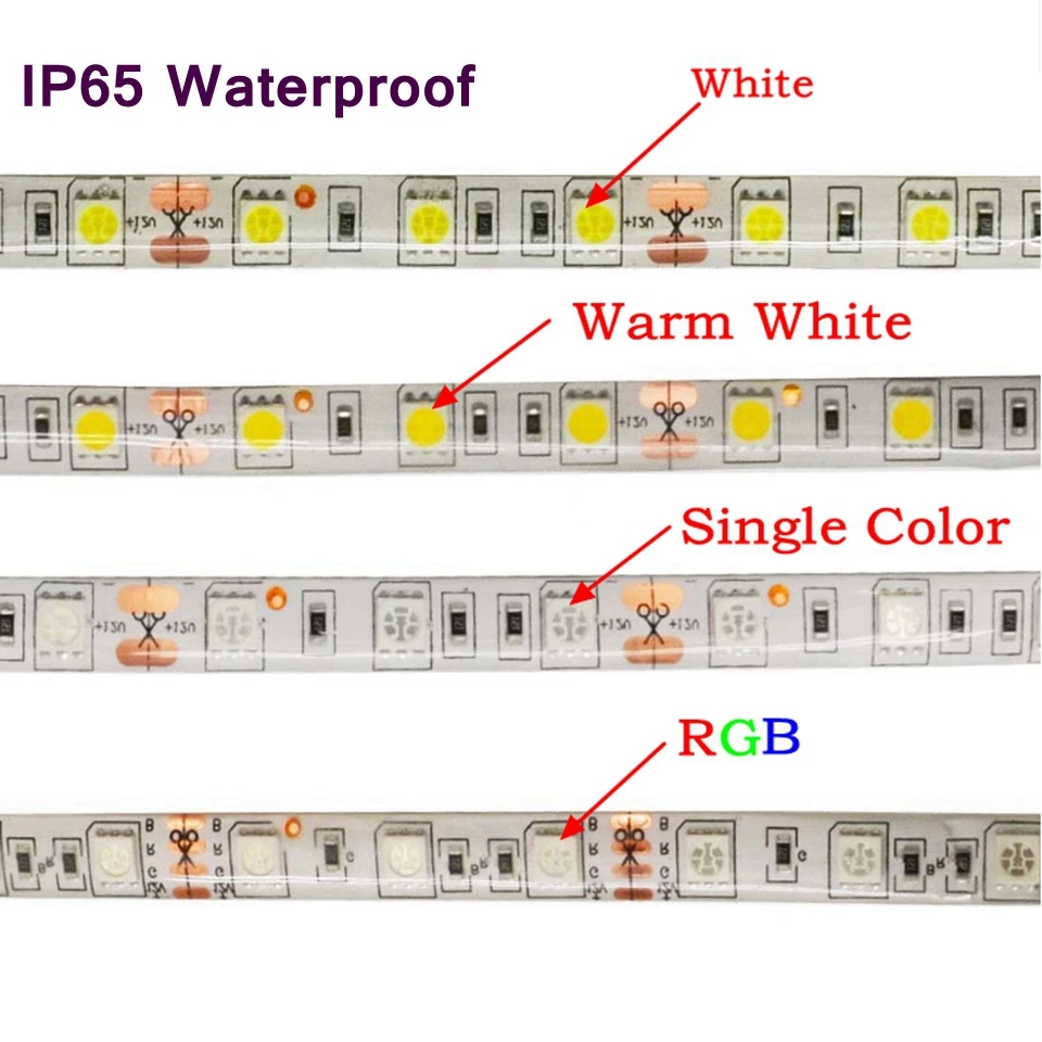 DC12V SMD5050 Светодиодные ленты Водонепроницаемый IP65 гибкий светодиодный свет 60 Светодиодный s/M 5 м/рулон IP20