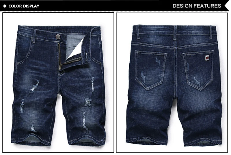 Men's Denim Shorts Good Quality Short Jeans Men Cotton Solid Straight Short Jeans Male Blue Casual Short Jeans High Quality