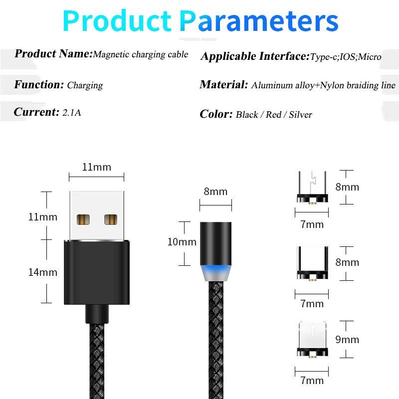 SAKZNR Быстрая зарядка Магнитный Micro usb type C кабель зарядное устройство для iPhone 6 7 8 Plus