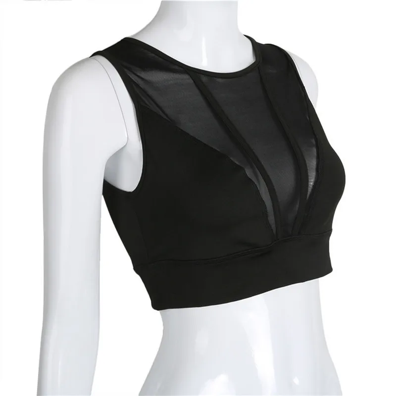 Спортивный бюстгальтер для йоги женские сетчатые лоскутные сексуальные топы