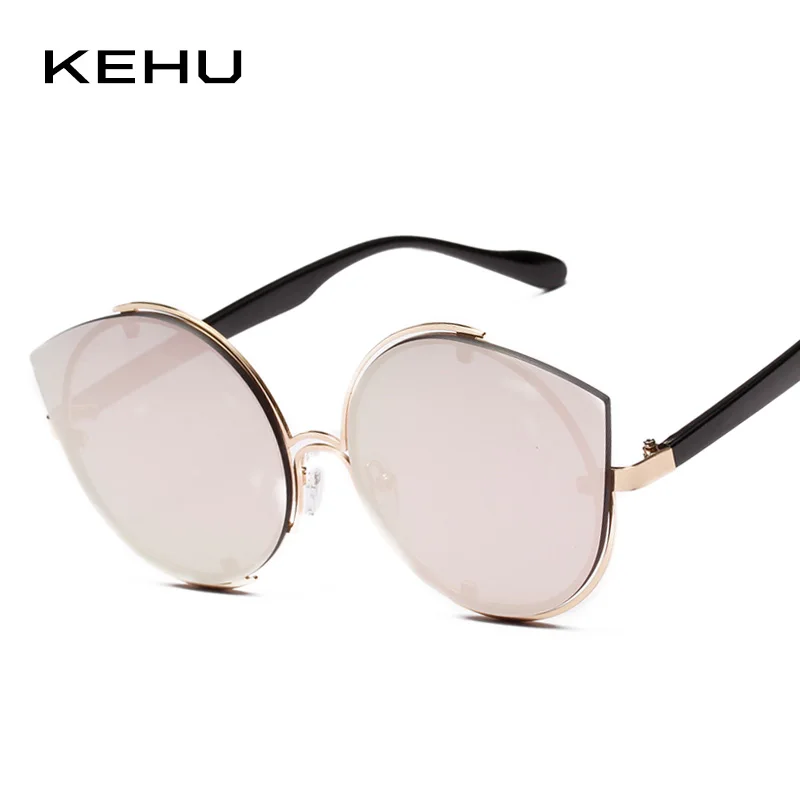 Женские металлические солнцезащитные очки KEHU Cat Eye круглые треугольные
