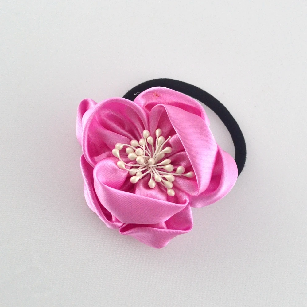 High-grade cloth art with flowers and stamens fabrics elastic rubber bands children's accessories | Украшения и аксессуары