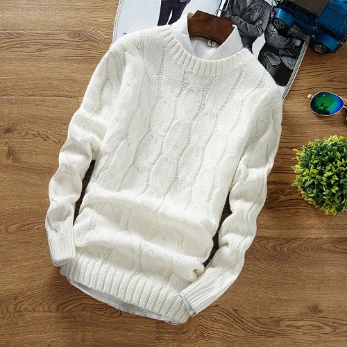 Beige White BKTrend зимний модный брендовый Повседневный толстый свитер, облегающий вязаный мужской свитер и пуловеры для мужчин MY6624 - Цвет: Beige White