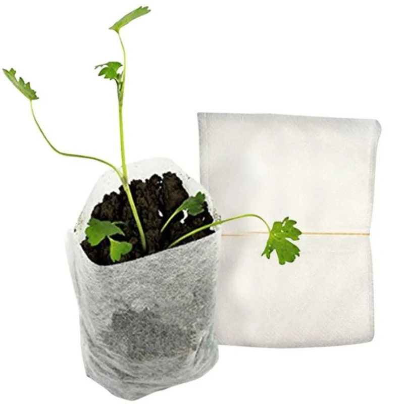 1set=100Pcs! New non-woven fabric seedling bag 8*10cm nursery pocket for garden tool potato planting grow bag Nursery Pots