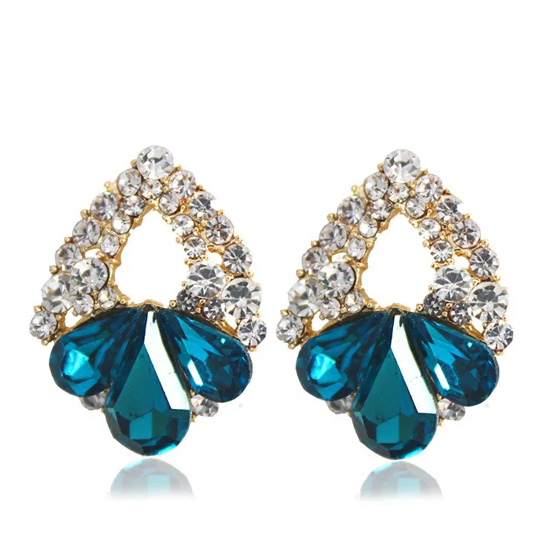 808 магазин серьги гвоздики рождественские в форме капли воды золотые Crysatl для