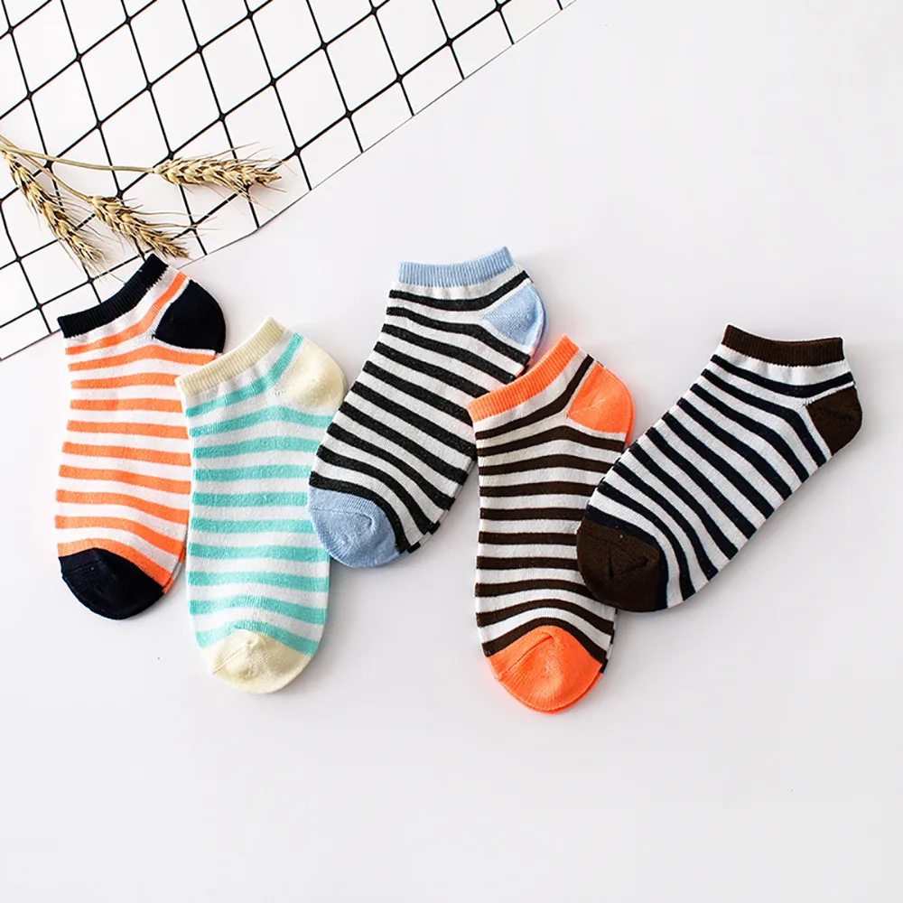 Женские хлопковые носки в полоску тапочки короткие по щиколотку простые свежие