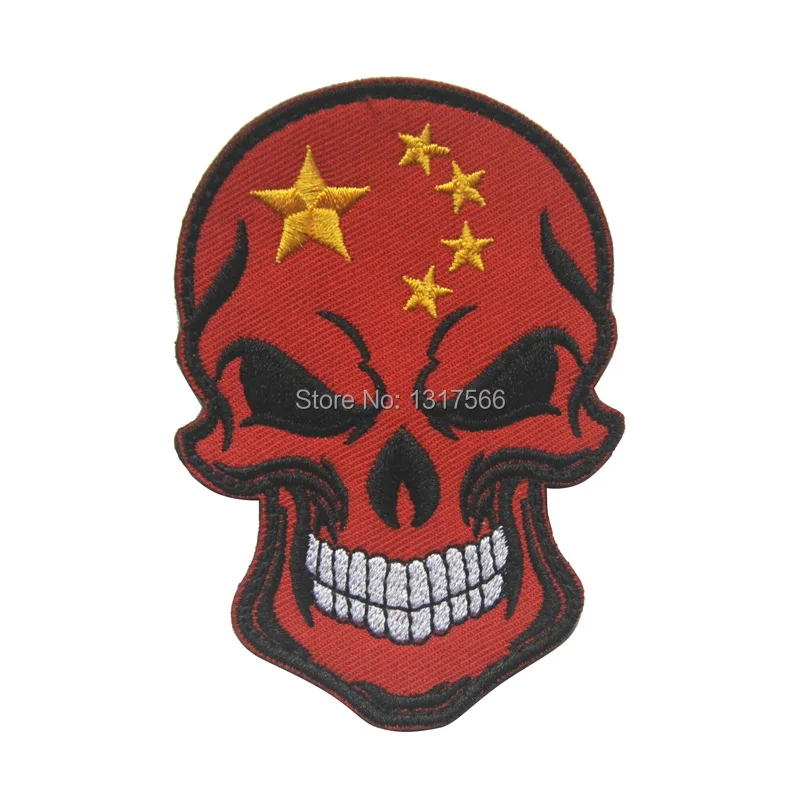 Китайский национальный флаг череп голова вышивка патч вышитые патчи Военная