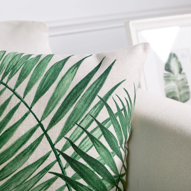 

Nordic Watercolor Green plants Simple modern Pillow Cover Home Decorative Pillows Linen Pillow Case Office Sofa Cushion Cover