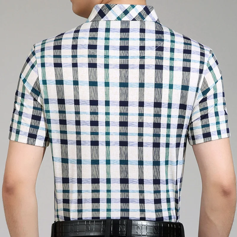 2019 Летняя мужская рубашка с коротким рукавом клетчатая одежда повседневная
